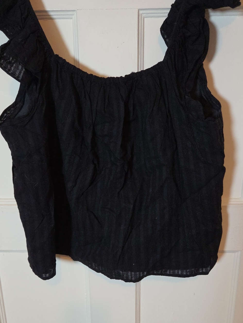 BB DAKOTA Women's Hey Cowgirl Top In Black Ruffle Sleeve Size Large - Picture 14 of 15